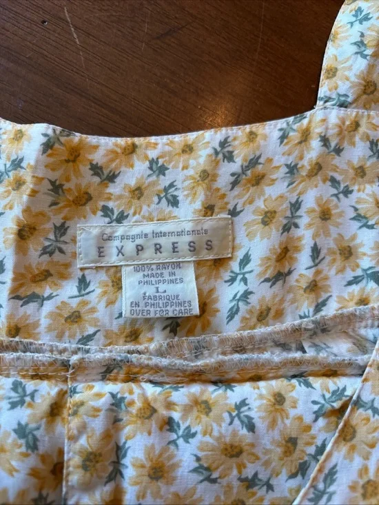 Vintage Compaigne Internationale Express Floral Yellow Maxi Dress Jumper Large - Picture 8 of 12